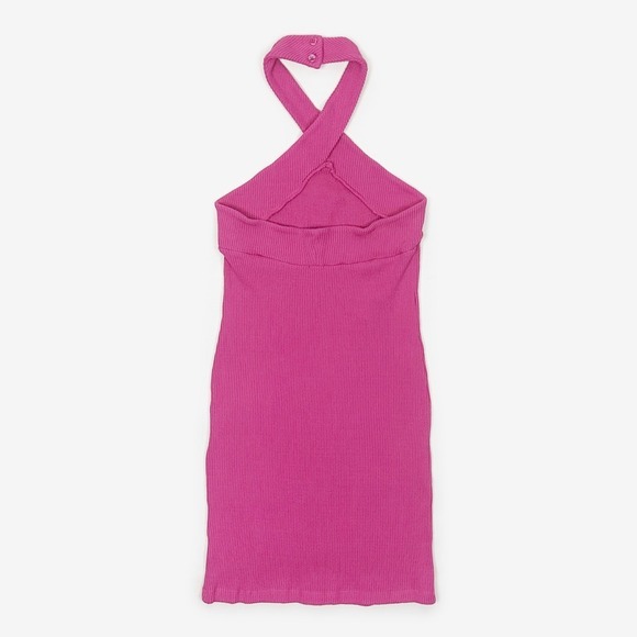 Monrow Variegated Rib Halter Mini Dress Size S Hot Pink Girlcore Barbie Summer - Picture 2 of 2